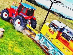 Chained Tractor Towing Train Simulator Online Arcade Game